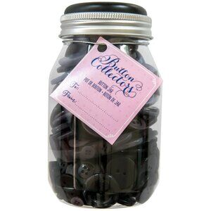 Assorted Grey Buttons Jar 8oz Button Collectors Blumenthal Lansing